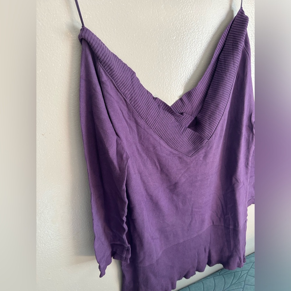 Zara | 100% cotton purple deep v-neck oversized sweater | size S - Picture 6 of 12